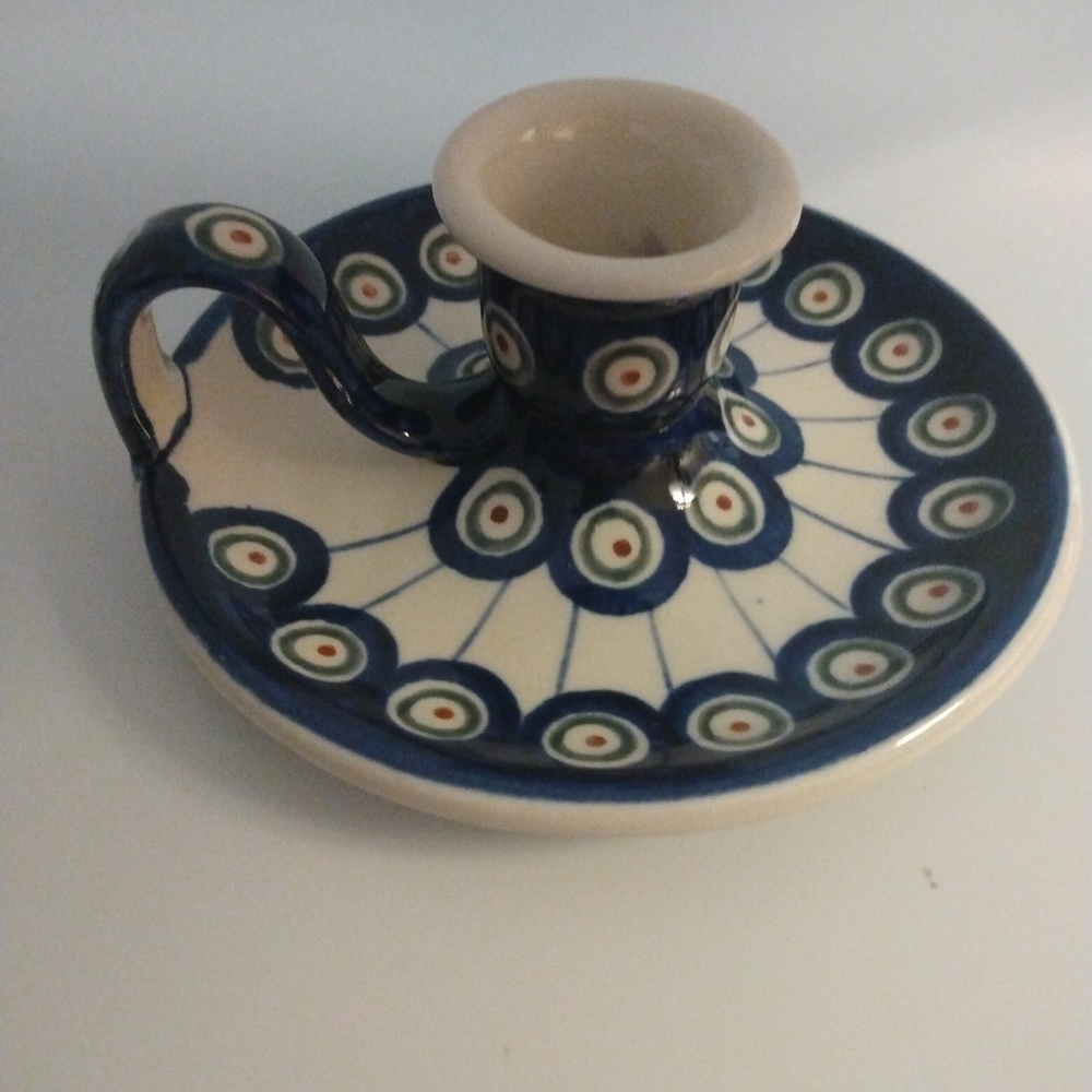 Boleslawiec Polish Hand Painted Candle Holder.